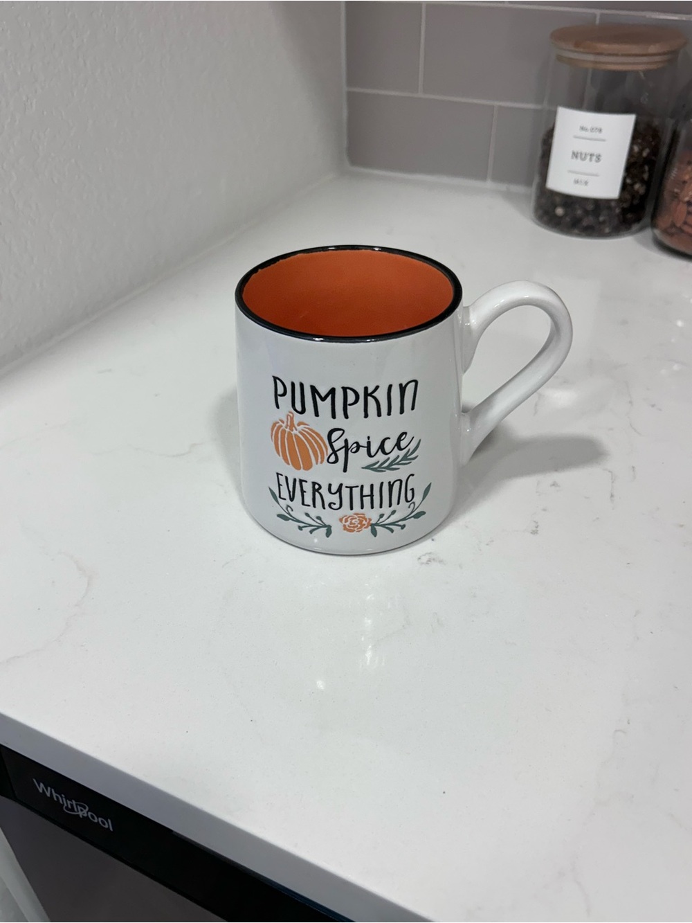 Pumpkin Spice Everything Ceramic Coffee Mug – Fall Autumn Mug – Orange Interior